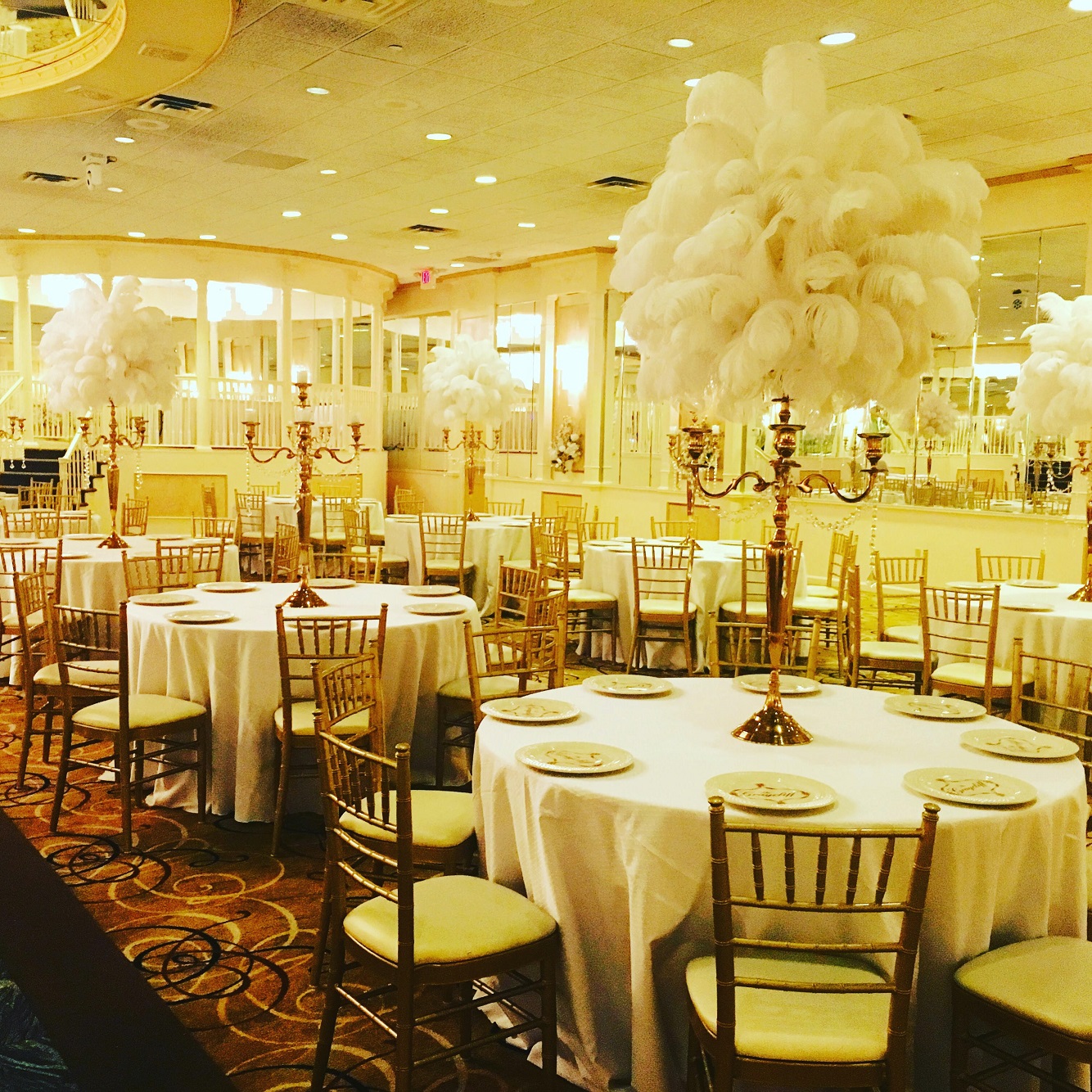 Ostrich Feather Centerpiece Rental Weddings Sweet 16 New Jersey