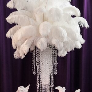 Ostrich-Feather-Centerpiece-Rental-on-Princess-Chandelier-and-Pilsner-Vase