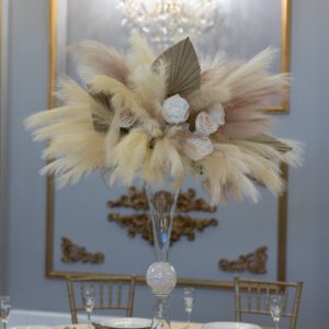 Pampas on Hourglass Vase