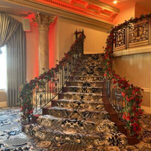 Red rose garland for staircase
