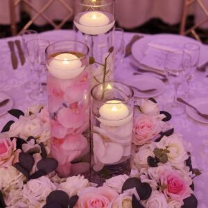 Romance with white and pink orchids and white, pink and greenery wreath