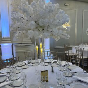 Timeless on Clear Harlow Stand with Clear Taper Candle Holders